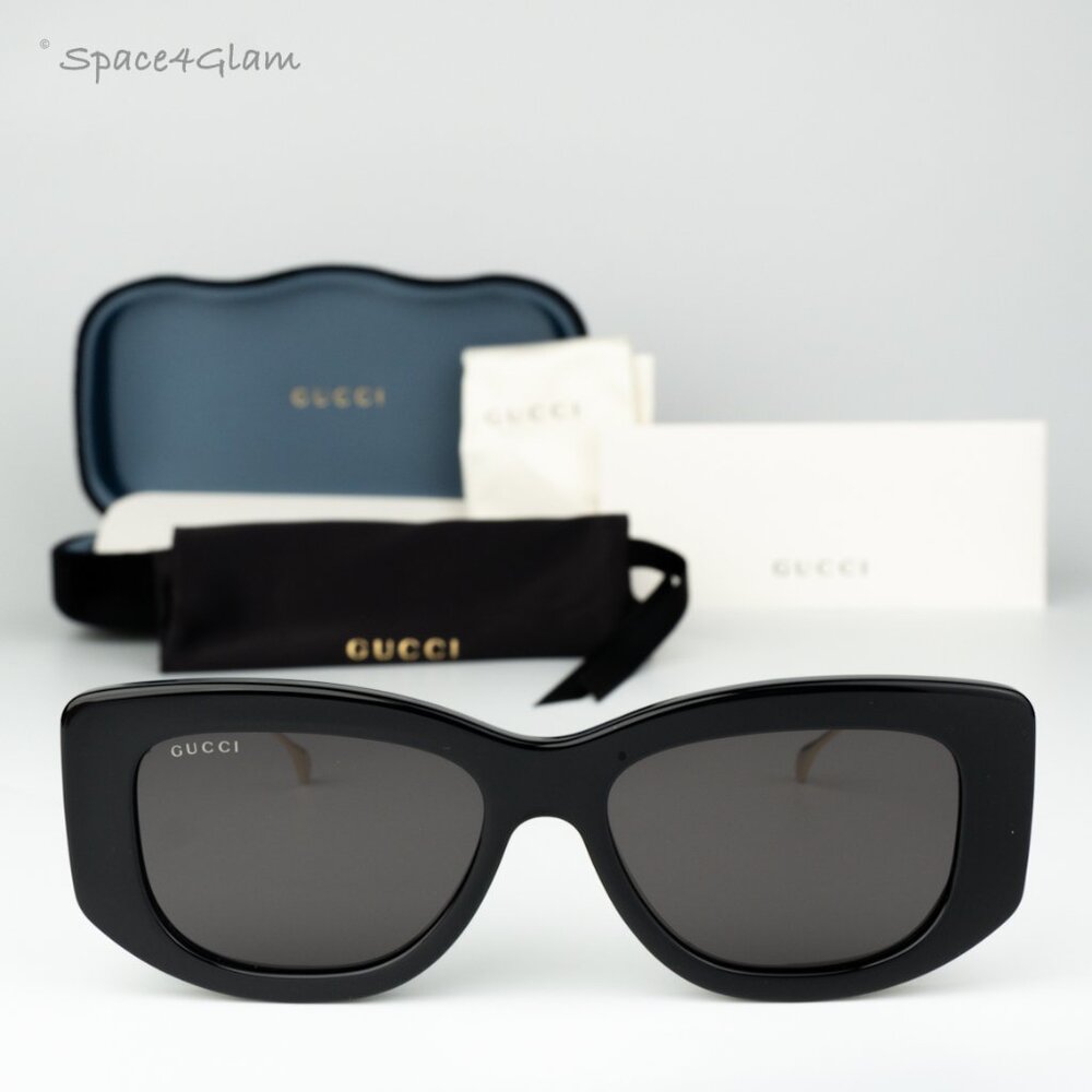 Gucci Women Sunglasses Black Gold Grey Butterfly GG1566S 001 BRAND NEW - Picture 3 of 9